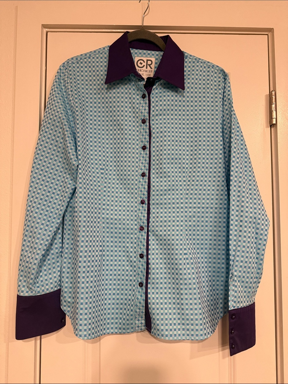 CR RanchWear Western Ranch Button Down Show Top Shirt Geometric Women’s L
